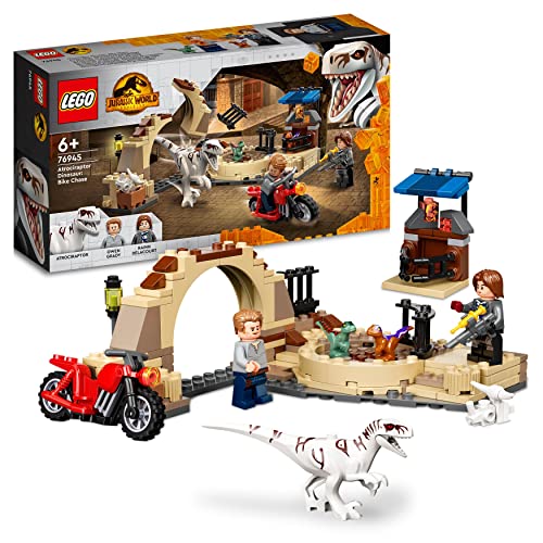 Lego Jurassic World Atrociraptor: Inseguimento Sulla Moto, Con Dinosauro Giocattolo E 2 Minifigure, Giochi Per Bambini E Bambine Dai 6 Anni In Su 7694