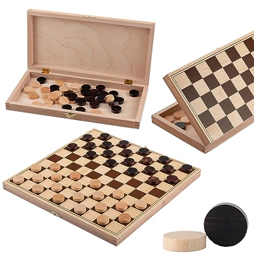 Master Of Chess Checkers 100 Light 32Cm / 13In Wooden 100 Fields Checkers/Drafts Game, Handcrafted Classic Game