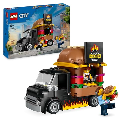 Lego City Furgone Degli Hamburger Giocattolo, Veicolo Da Costruire Per Bambini E Bambine Da 5 Anni In Su, Camion Food Truck Con Accessori Per Cucinare