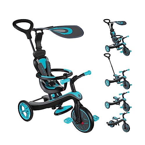 Globber - Explorer Trike 4In1 - Triciclo & Balance Bike Tutto-In-Uno Per Bambini Da 10M + A 5 Anni + , Verde Acqua