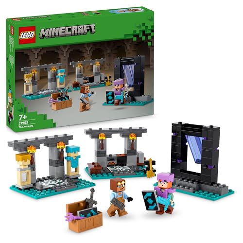 Lego Minecraft L'Armeria, Modellino Da Costruire, Set Con Personaggio Alex, Accessori E Armi Giocattolo, Gioco D'Azione Per Bambini E Bambine Da 7 Ann