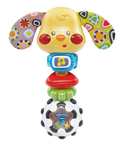 Vtech Sonaglio Baby Wauwau Con Sonaglio A Forma Di Cane Con Frasi Divertenti, Musica E Effetti Luminosi, Per Bambini Da 3 A 24 Mesi