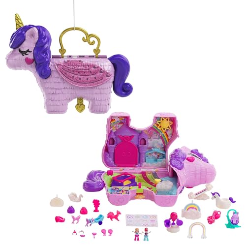 Polly Pocket- Unicorno Magiche Sorprese Playset Con Micro Bambole Polly E Lila, Accessori Giocattolo Per Bambini 4+Anni, Multicolore, Gvl88