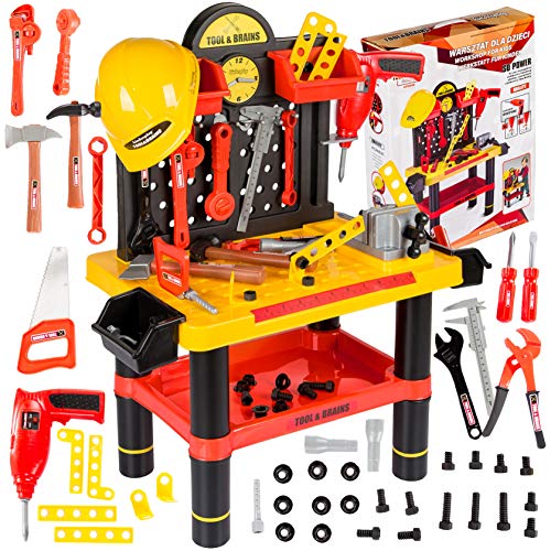 Kinderplay Banco Da Lavoro Attrezzi Per Bambini 2 Anni, Tavolo Da Lavoro 50 Accessori, Kp2646