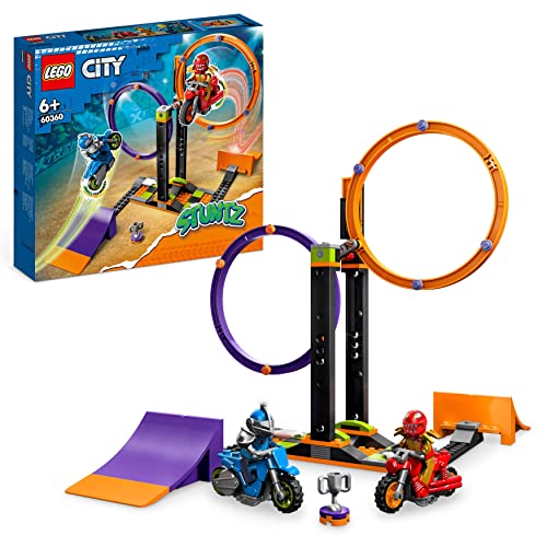 Lego 60360 City Stuntz Sfida Acrobatica: Anelli Rotanti Con Moto Giocattolo Carica E Vai, Giochi Per Bambini E Bambine Da 6 Anni, Gare Per 1 O 2 Gioca