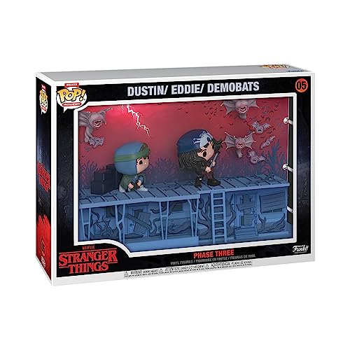 Funko Pop! Moments Deluxe: Stranger Things - Dustin, Eddie And The Demobats - Phase Three- Figura In Vinile Da Collezione - Idea Regalo - Merchandisin