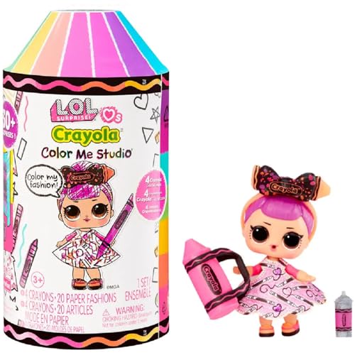 Lol Surprise Loves Crayola - Color Me Studio Con Tot Da Collezione - 30+ Sorprese Tra Cui Bambola, Abiti Di Carta E 4 Pastelli - Set Da Gioco Con Conf
