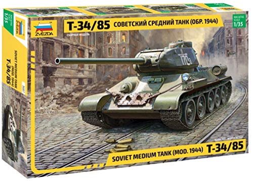 Zvezda 500783687 - Serbatoio In Scala 1:35 T-34/85 Soviet Medium Tank, Modellino Di Costruzione, Modellismo, Hobby, Fai Da Te, Kit In Plastica
