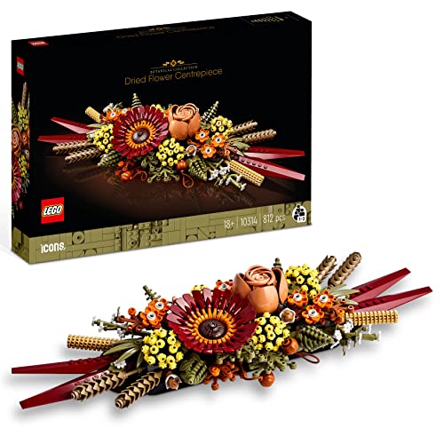 Lego Icons Centrotavola Di Fiori Secchi Finti, Set Fai Da Te, Botanical Collection Con Rosa E Gerbera Artificiali, Decorazione Tavolo O Parete, Idee R