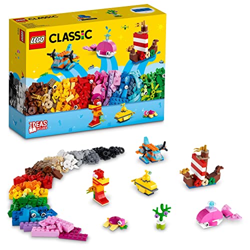 Lego Classic Divertimento Creativo Sull’Oceano, Giochi Creativi Per Bambini E Bambine Da 4 Anni, Modellini Da Costruire Di Nave Giocattolo, Sottomarin