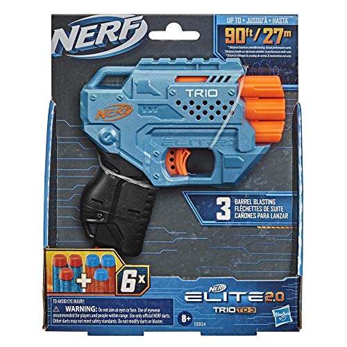 Blaster Nerf Elite 2.0 Trio Sd-3, 6 Dardi Nerf Ufficiali, 3 Canne Lancia-Dardi, Guida Tattica Per Personalizzazione Delle Funzionalità