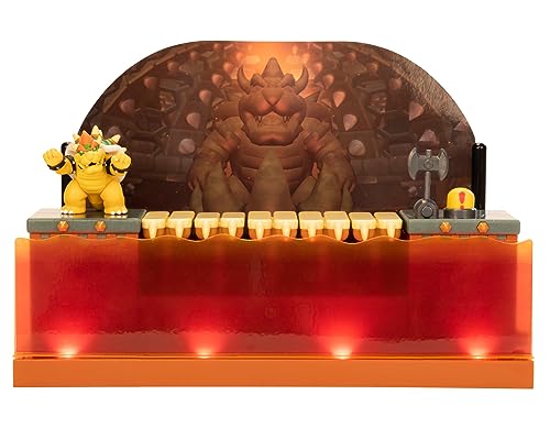 Nintendo - Playset Battaglia Di Bowser Deluxe Con Personaggio Di Bowser Alto 8 Cm. Estremamente Dettagliato, Un'Ambientazione Perfetta Per Sconfiggere