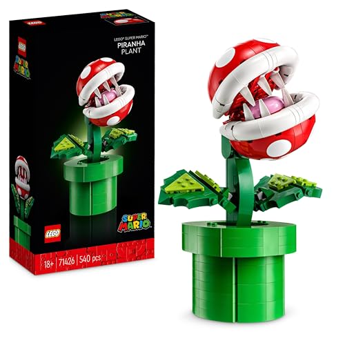 Lego Super Mario Pianta Piranha, Personaggio Snodabile Con Tubo Da Costruire E 2 Monete, Kit Modellismo Per Adulti, Decorazione Per Camera Da Letto, I