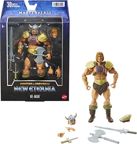 Masters Of The Universe Masterverse New Eternia Viking He-Man Action Figure With Accessories, 7-Inch Motu Gift For Fans 6+ And Collectors