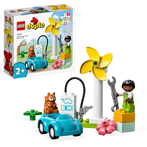 Lego Duplo Town Turbina Eolica E Auto Elettrica, Macchina Giocattolo, Giochi Educativi Per Bambini Dai 2 Anni, Set Di Giocattoli Per Una Vita Sostenib