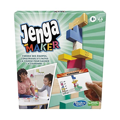 Hasbro Gaming Jenga Maker, Riempimento Con Blocchi In Legno Massello Vero Gioco Per Bambini, A Partire Da 8 Anni, Per 2 A 6 Giocatori