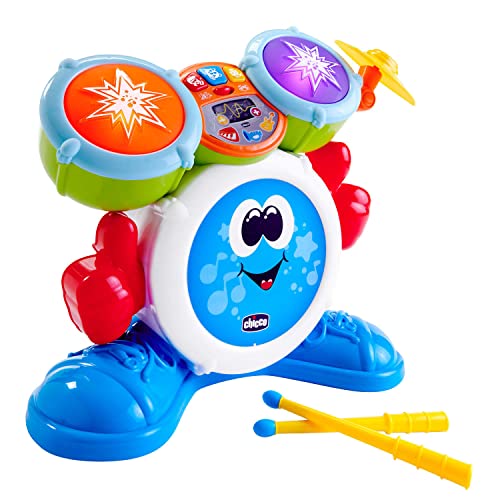 Chicco Batteria Bambini Rocky, Strumenti Musicali Per Bambini, Gioco Musicale Elettronico Interattivo E Parlante Con Canzoni Dello Zecchino D'Oro Ed E