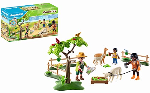 Playmobil Country 71251 Passeggiata Con Gli Alpaca, Animali Della Fattoria Biologica, Giocattoli Sostenibili Per Bambini Dai 4 Anni In Su