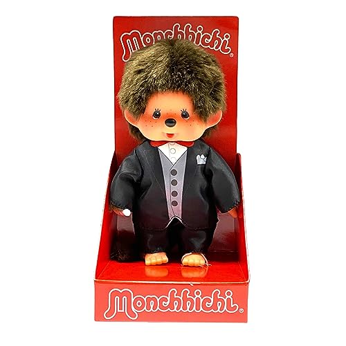 Sekiguchi 244058-Monchhichi Originale, Figura Sposo, Altezza Circa 20 Cm, Peluche Marrone, 244058