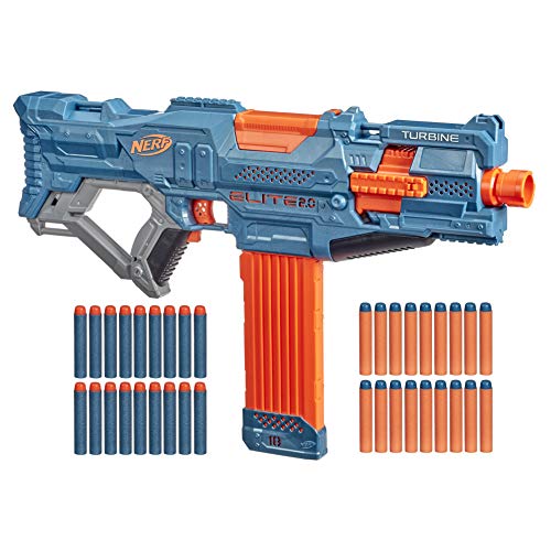 Hasbro Elite 2.0 Turbina Cs-18 Blaster Motorizzato, 36 Nerf Ufficiali, 18 Freccette, Binari Tattici, Punta Di Attacco A Cilindro