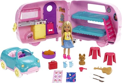 Barbie Il Camper Di Chelsea, Playset Con Bambola, Veicolo, Roulotte E Tanti Accessori, Giocattolo Per Bambini 3 + Anni, Fxg90