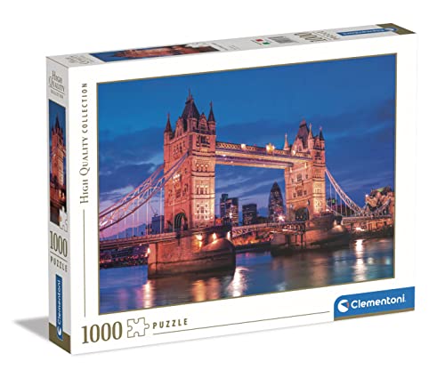 Clementoni- Puzzle Tower Bidge 1000Pzs Does Not Apply Collection Bridge At Night-1000 Made In Italy, 1000 Pezzi, Paesaggi, Città, Londra, Divertimento