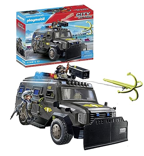 Playmobil 71144 City Action Unità Speciale, Veicolo Blindato,Elegante Fuoristrada Delle Forze Speciali Con Luci E Suoni, Giocattolo Per Bambini Dai 5 