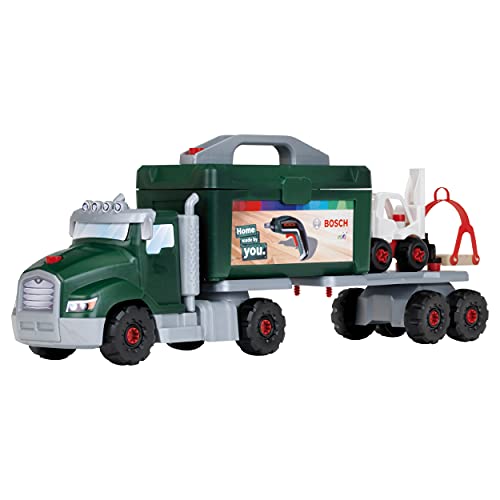 Theo Klein 8640 Set Da Gioco Per Camion Avvitabile E Ixolino Bosch I Giocattoli Da Costruzione Con Attrezzi, Carrello Elevatore E Gru I Dimensioni: 70