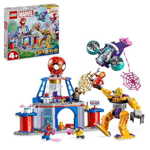 Lego Spidey E I Suoi Fantastici Amici Quartier Generale Di Team Spidey, Giochi Per Bambini Da 4 Anni Con Mech, Veicolo E Supereroi Iron Man, Miles “Sp