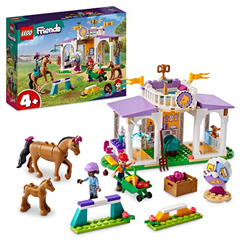 Lego Friends Addestramento Equestre, Scuderia Cavalli Giocattolo Con Pony, Mini Bamboline Aliya E Mia, Regalo Per La Cura Degli Animali Per Bambini, B