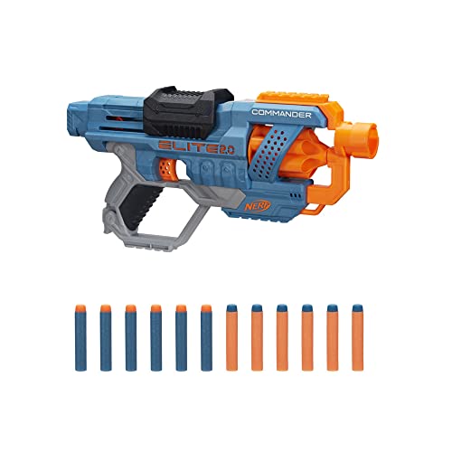Hasbro E9485F02 Nerf Elite 2.0 Commander, Blaster Con Tamburo Rotante E 12 Dardi Inclusi, Multi, Taglia Unica