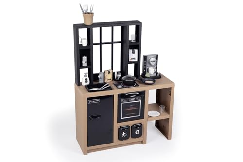 Smoby Cucina Loft 7600312600, 3 Anni, Stile Industriale, Altezza Piano 50 Cm, 32 Accessori, Raccolta Differenziata, Made In France