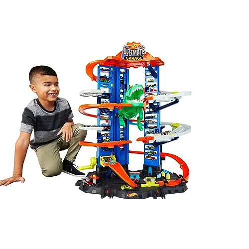 Hot Wheels City Robo T-Rex Ultimate Garage Modalità Multigiocatore A Più Livelli Per Riporre Auto In Scala 100 Plus 1 64, Idea Regalo Per Bambini Dai