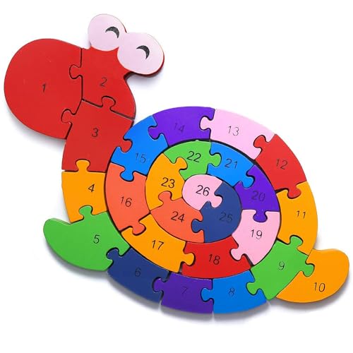 Lumaca Puzzle Con Numeri In Legno | Numeri E Lettere | Giocattolo Educativo Per Bambini Dai 3 Anni In Su