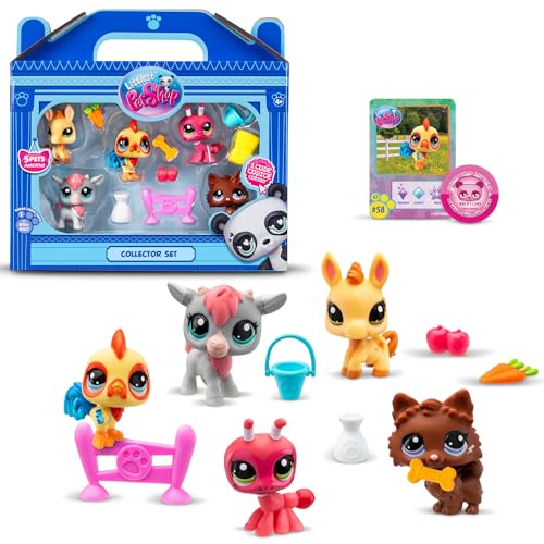Bandai - Littlest Pet Shop - Set Collezionista Tema Fattoria - 5 Animali E Accessori - Bf00510