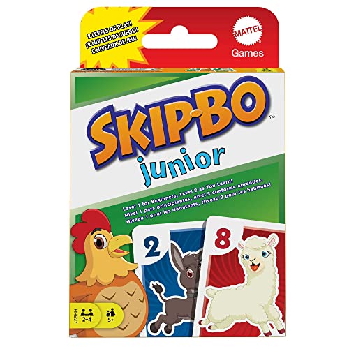 Mattel Games - Skip Bo Junior, Gioco Di Carte Con 2 Livelli Di Gioco, 112 Carte, Da 2 A 4 Giocatori, Gioco Di Carte Per Bambini 5+ Anni, Hhb37