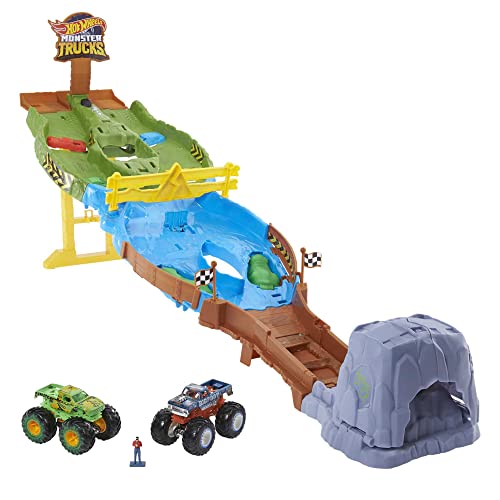 Hot Wheels Torneo Dei Titani Playset Con Monster Truck Bigfoot E Gunkster Per Sfide A Testa A Testa, Passa Sul Ponte Innesca L'Esplosione, Giocattolo