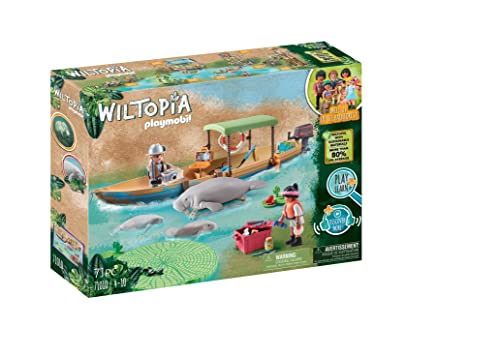 Playmobil Wiltopia 71010 Gita In Barca E Lamantini Della Foresta Amazzonica, Con Animali Giocattolo, Giocattolo Sostenibile Per Bambini Dai 4 Anni In