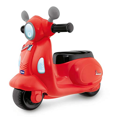 Chicco Vespa Per Bambini Primavera Rossa, Moto Giocattolo Cavalcabile Con Pannello Elettronico, Luci E Suoni, Ruote Di Supporto Rimuovibili, Max 25 Kg