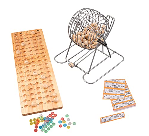 Engelhart - 360567 - Lotteria Di Famiglia, Pallottoliere In Metalo Diam: 18 Cm, Tablellone In Legno, 90 Palline, Segnalini