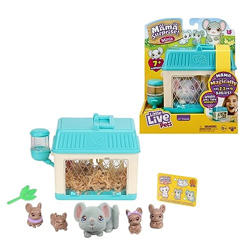 Little Live Pets - Mama Surprise Minis. Feed And Nurture A Lil' Mouse Inside Their Hutch So She Can Be A Mama. She Has 2, 3, Or 4 Babies With Surprise