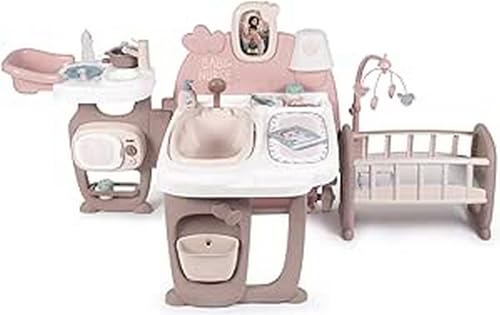 Smoby- Nany Nurse Centro Gioco Bambole, 7600220376, 3 Anni, 3 Aree Gioco, Cucina, Bagnetto, Cameretta