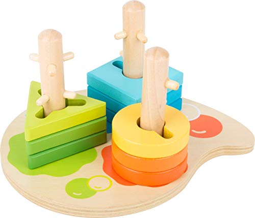 Small Foot Colori In Legno, Gioco Ad Incastro Con Tre Diverse Forme Geometriche. Allena Le Abilità Motorie Giocattoli, Multicolore, 11190
