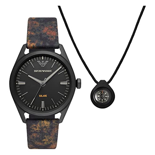 Emporio Armani - Orologio Da Uomo In Acciaio Inossidabile Color Nero A Energia Solare, Ar80056