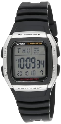 Casio Orologio Da Polso Digitale Al Quarzo In Resina W-96H-1A, Grigio., Cinghie