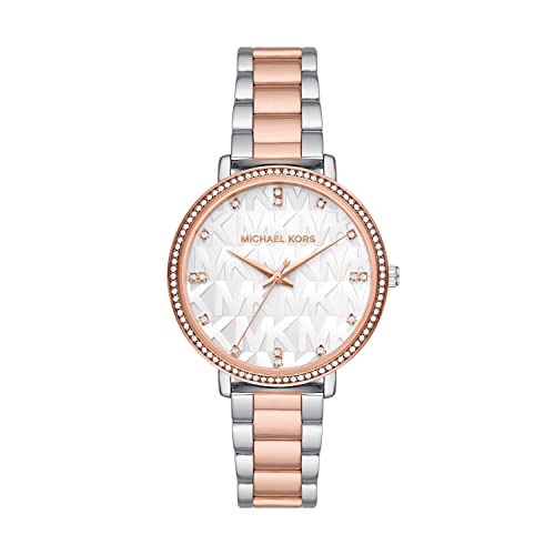 Michael Kors Orologio Pyper Da Donna, Movimento A Tre Lancette, Cassa In Lega Argentata Da 38 Mm Con Bracciale In Lega, Mk4667, Tonalità Argento E Oro