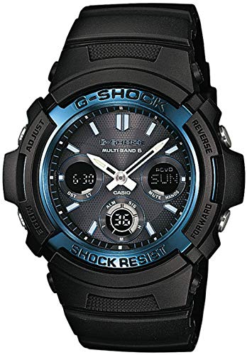 Casio G-Shock Orologio 20 Bar, Azzurro/Nero, Con Ricezione Segnale Radio E Funzione Solare, Analogico - Digitale, Uomo, Awg-M100A-1Aer