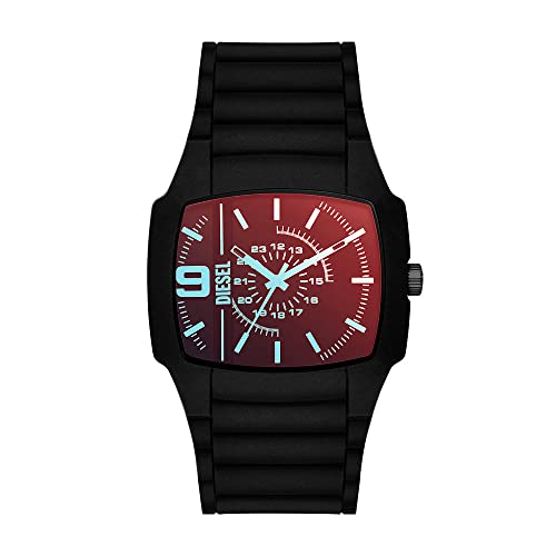 Diesel Orologio Cliffhanger 2.0 Da Uomo, Movimento Al Quarzo A Tre Lancette, Cassa 45 Mm In Acciaio Misto Nero Con Cinturino In Silicone, Dz2166