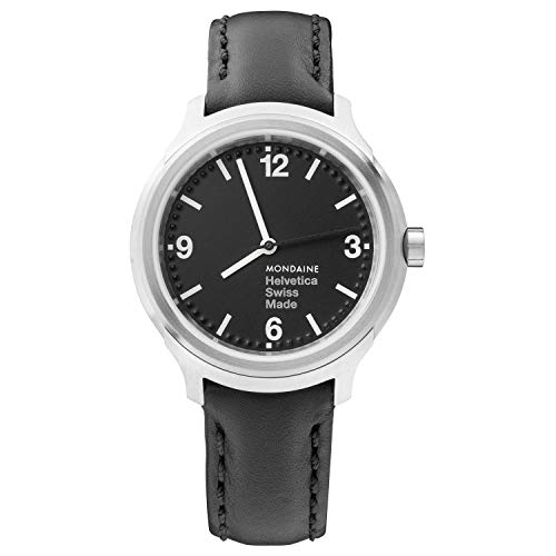 Mondaine Helvetica Bold - Orologio Con Cinturino Nero In Pelle Per Uomo E Donna, Mh1.B3120.Lb, 34 Mm.