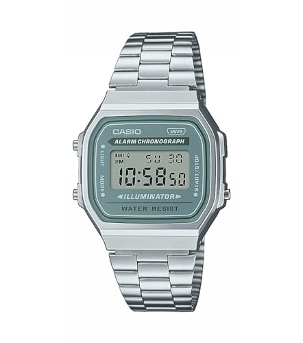 Casio Orologio Digitale Al Quarzo Unisex Con Cinturino In Acciaio Inox A168Wa-3Ayes, Argento